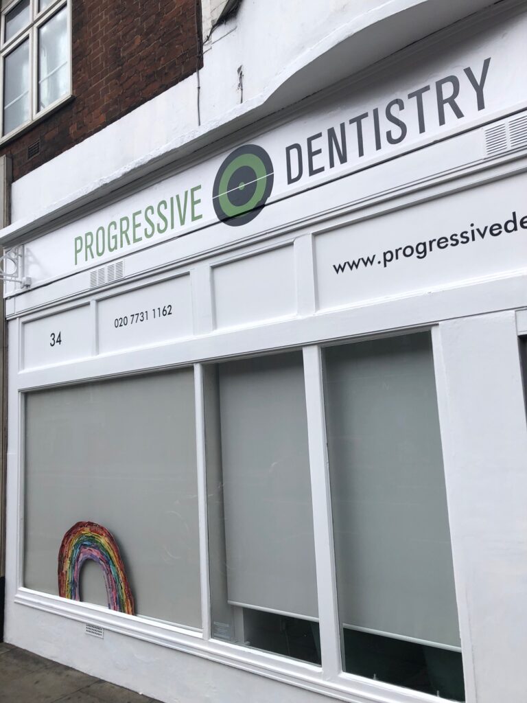 external signage for progressive dentistry outside dental practice